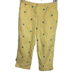 Appleseed's Women's Size 12 Capri Pants W/ Stretch Yellow W/ Blue Parasails